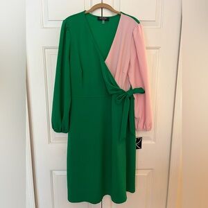 NWT Kasper Green and Pink Colorblock Dress Size 1X
